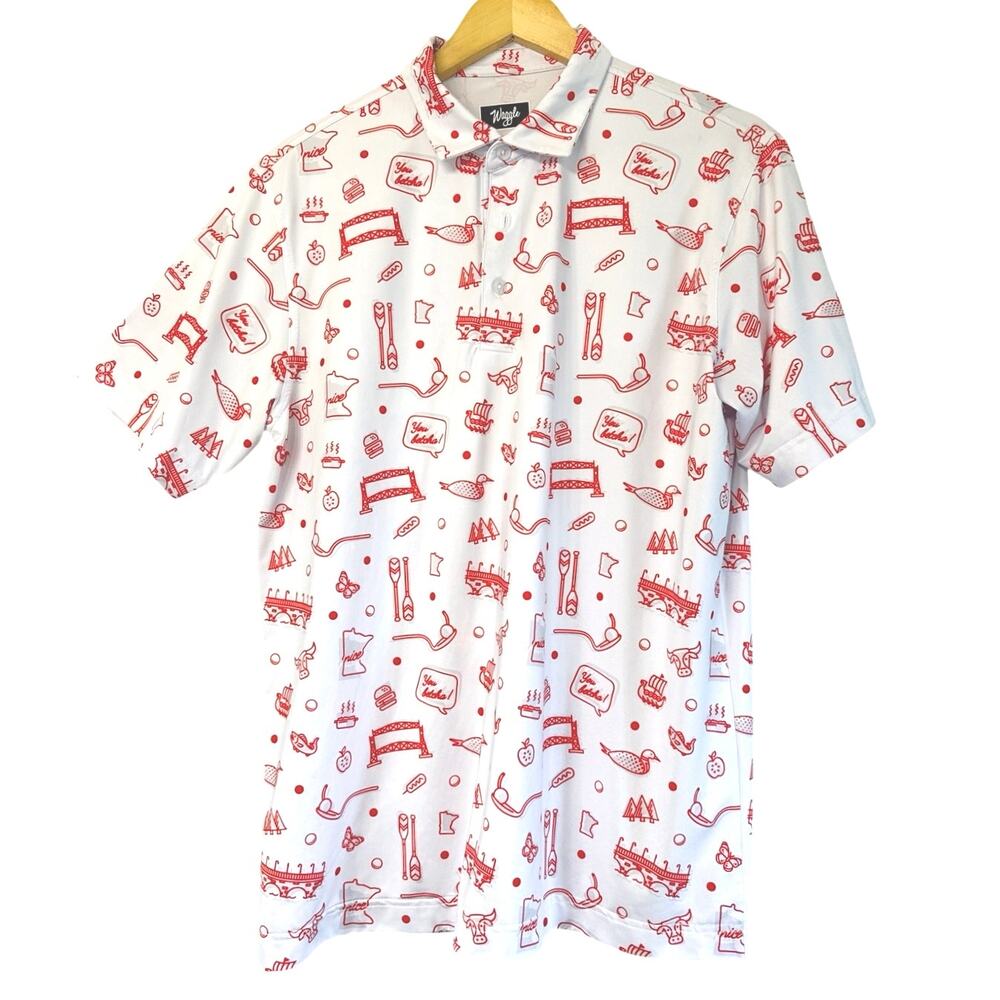 Waggle Golf Men's Minnesota Game Day Performance Polo Shirt Size L